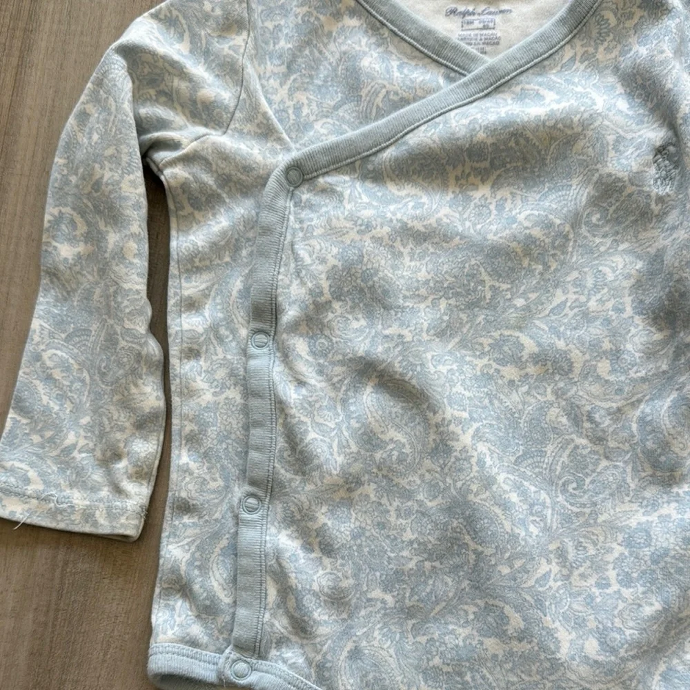 Baby Blue Long Sleeve Onesie romper baby toddler infant 18m Set 2PCs button